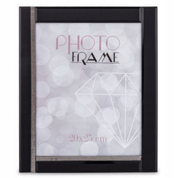 Okvir za fotografije 25 x 20 cm od crnog stakla s glamuroznim kristalima
