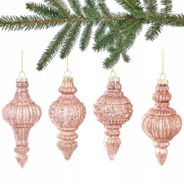 Set od 4 staklene kugle, ružičaste kugle, 4 kom, staklena kugla, 14 cm, velika