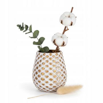 Mala vaza za cvijeće u bijeloj i zlatnoj boji, 11 x 12,5 cm