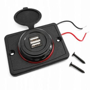 Carcommerce Auto punjač za montažu 2x USB 12V 24V 4.1A crvena LED