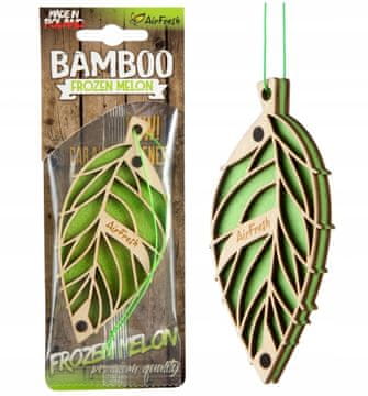Carcommerce Zawieszka samochodowa zapachowa listek Frozen Melon drewniana Bamboo