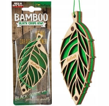 Carcommerce Zawieszka samochodowa zapach listek Grape Kiwi drewniana BAMBOO do auta