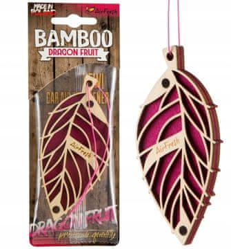 Carcommerce Zawieszka samochodowa zapachowa listek drewniana BAMBOO Dragon Fruit