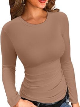 Nikcorp Ženska bluza dugi rukav Slim Fit elegantan top od pletiva visoke kvalitete okrugli izrez Crew Neck mekan ugodan materijal perivo u perilici rublja ne zahtijeva glačanje svestran uz traperice