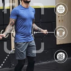 Nikcorp Muška sportska majica brzosušeća prozračna elastična plava M 4-way stretch Athletic Fit 92% poliester 8% elastan ravni šavovi bez etiketa za trčanje, teretanu i planinarenje