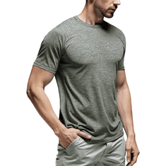 Nikcorp Muška sportska majica Slim Fit brzo sušeća prozračna elastična 92% poliester 8% elastan 4-way stretch ravni šavovi bez etiketa na vratu za fitness trening trčanje teretanu siva L