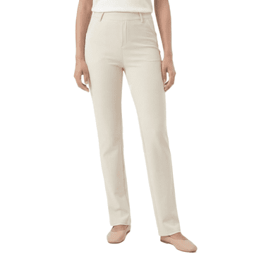 Nikcorp Ženske hlače Slim Fit visokog struka elastične casual bež veličina L za visoke žene 75% najlon 25% elastan prozračne brzosušeće 4 džepa business casual svakodnevne svečane za putovanje