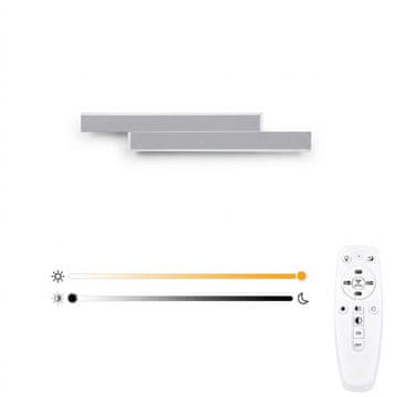Nikcorp LED zidna svjetiljka 15 W Moderna s daljinskim upravljačem, zatamnjiva, bijela, 61x10 cm, metalno kućište s akrilnim difuzorom, podesiva svjetlina 10-100%, boja 3000-6000 K, 110-240 V