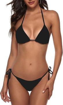 Nikcorp Dvodijelni bikini set kupaći kostim oblikujući 5u1 string crni XL s podesivim naramenicama i vezicom u struku, mekana premium tkanina, nježna prema koži, brzo se suši, za plažu i bazen