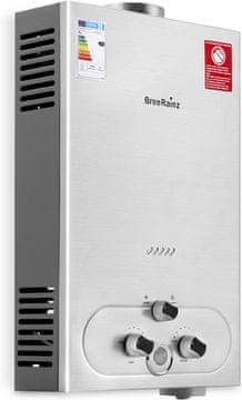 Nikcorp Plinski protočni bojler za vodu 20 L 40 kW LPG srebrni, učinkovit i tihi rad 30 dB, topla voda za 3 sekunde, rad pri niskom tlaku od 0,1 bar, izmjenjivač od bakra, za kuću i vikendicu