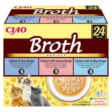 Inaba INABA Ciao Broth piletina, losos, tuna i kapica - poslastica za mačke - 24x40g
