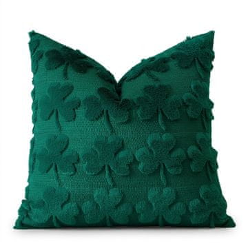 Nikcorp Dekorativna navlaka za jastuk od plišanog baršuna zelena 45x45 cm, 1 kom, tuftirani uzorak, imitacija vune, diskretni patent-zatvarač, perivo na hladnoj vodi, za dnevni boravak i spavaću sobu