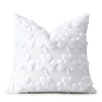Nikcorp Ukrasna plišana navlaka za jastuk 50x50 cm bijela s tuftiranim uzorkom djeteline imitacija vunenog baršuna mekana dekorativna za dnevni boravak spavaću sobu ured terasu 1 kom pranje u hladnoj vodi