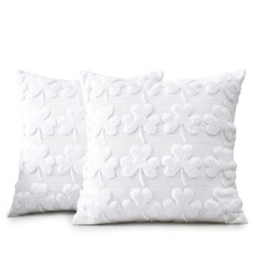 Nikcorp Set 2 Mekih Plišanih Jastučnica Ukrasnih Bijele 50x50 cm 3D Tufted Dizajn Velur od Umjetne Vune Baršunasta Donja Strana Za Dnevni Boravak Spavaću Sobu i Ured Perivo u Perilici 2 kom