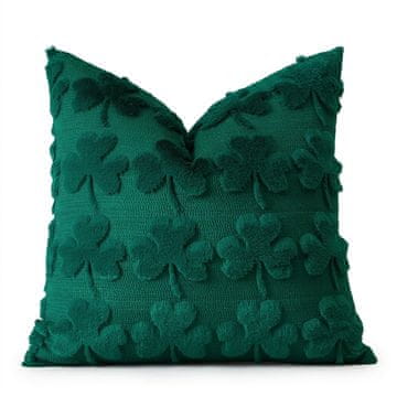 Nikcorp Navlaka za jastuk baršunasta zelena 50x50 cm s uzorkom djeteline Clover od plišanog baršuna imitacija vune mekana jednostrana za dnevni boravak i spavaću sobu 1 kom perivo u hladnoj vodi