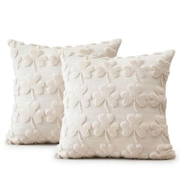 Nikcorp Set 2 Dekorativne Jastučnice 50x50 cm Plišani Baršun Imitacija Vune Tufted Uzorak Zečići Kremasti Bež Pranje u Perilici Hladnoj Vodi Dnevni Boravak Spavaća Soba Ured Terasa