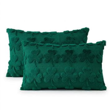 Nikcorp Ukrasne jastučnice set 2 kom zelene 30x50 cm od umjetnog vunenog velura s tufted 3D uzorkom, za dnevni boravak, spavaću sobu, glatka stražnja strana, pranje u perilici hladnom vodom