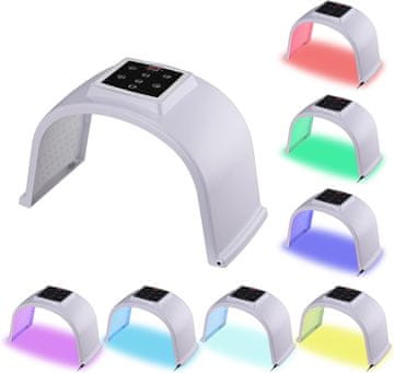 Nikcorp LED maska za fototerapiju PDT bijela XXL anti-age pomlađivanje kože 7 valnih duljina crveno plavo zeleno žuto ljubičasto svjetlo glađenje bora ujednačavanje tona kože uređaj za lice kod kuće