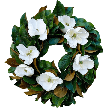 Nikcorp Vijenac za vrata s bijelim magnolijama Umjetno cvijeće Promjer 50 cm Dekorativni proljetni ukras za zid prozor i interijer Realistično cvijeće od PU mase Baza od prirodnih grana Boja bijela