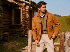 Nikcorp Muška kordska košulja dugi rukav casual elegantna bež XXL 98% poliester 2% viskoza ravni kroj H s gumbima lijevi džep na prsima udobna, elastična za posao i vikend