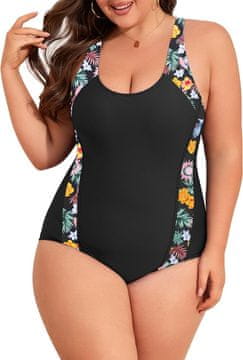 Nikcorp Kupaći kostim Plus-Size jednodijelni vitkajući crni 42 L za žene s ugrađenim košaricama, križnim podesivim naramenicama i efektom kontrole trbuha, 82% poliamid 18% elastan, brzo se suši