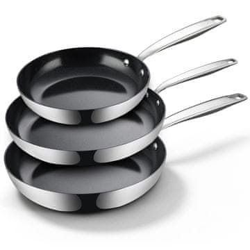 BE Living Set 3 tave Essential Black 20-24-28 cm nehrđajući čelik