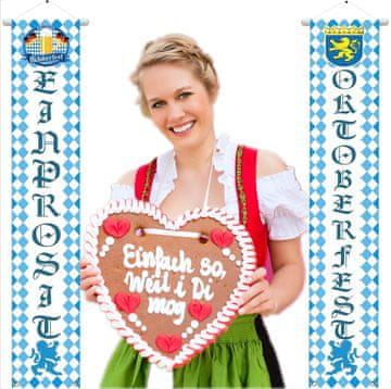 Nikcorp KEELYY Bavarski pivski baneri set 2 kom ukras za Oktoberfest s natpisima Oktoberfest i Einprosit, poliester žive boje, 180 x 30 cm, gornja traka i donji otvor za vješanje, višekratna upotreba