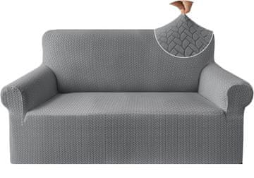 Nikcorp Granbest žakardna navlaka za sofu za 2 osobe siva, moderni uzorak pšenice, elastična i protuklizna, 85% poliester 15% spandex, za kauče 145 cm do 178 cm, 1-dijelni komplet