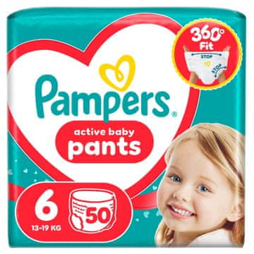Pampers Active Baby pelene gaćice, 13-19 kg, veličina 6, 48 komada.