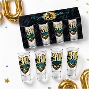 BG Set od 4 čaše za votku za 30. rođendan Royal Edition Lufa 65 ml
