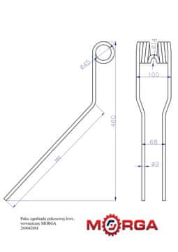Zupci za grabljače-obračače , lijevi unutarnji Krone 269042.0 FI-9 mm L-460 mm praškasto obojeni