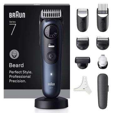 BRAUN Braun BeardTrimmer 7 BT7540 trimer za bradu, baterija, 120 min rada, Mokro i suho, Crna/Plava