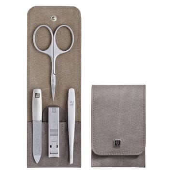 slomart Zwilling Twinox set za manikuru, kožni etui, taupe, 4 komada