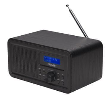 Dab Denver DAB-30 radio s drvenim kućištem, crni - DAB+/FM, AC/Baterija, drvo
