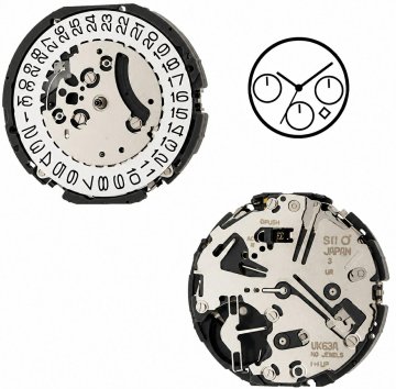 E.I. Mechanizm kwarcowy VK63 13 1/2''' Date 4.5 SC CHR 3 Eyes (394 | SR936SW)