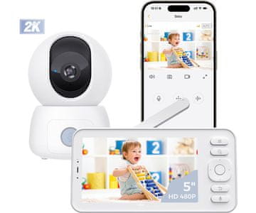 Arenti Laxihub AInanny C3 Kit videodadilja za bebe, 3MP/2K, mikrofon, zvučnik, bijela