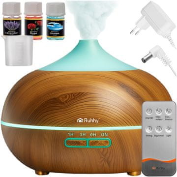 slomart RUHHY ultrazvučni aroma difuzor 400ml s LED svjetlom i daljinskim upravljačem