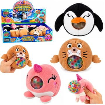 slomart LEAN TOYS plišana igračka za stiskanje s vodenim kuglicama Pingvin Morž 6 cm