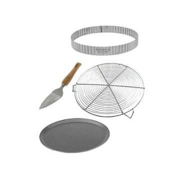 de Buyer Posuda za pečenje 3030.00, HOMEBAKING box: round molds, perforated ring, baking sheet, grid and spatula