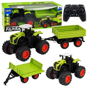 slomart LEAN TOYS Visoki traktor RC s kipom prikolicom 1:16, svjetla i zvuk