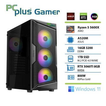 PCplus Gamer Ryzen 5 5600X 16GB 1TB RTX 5060TI OC 8GB Windows 11 Home gaming stolno računalo