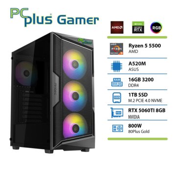 PCplus Gamer Ryzen 5 5500 16GB 1TB SSD RTX 5060 TI OC 8GB gaming stolno računalo