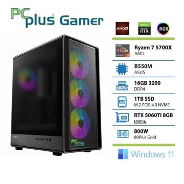PCplus Gamer Ryzen 7 5700X 16GB 1TB SSD RTX 5060 TI 8GB Windows 11 Home stolno gaming računalo