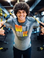 Nikcorp Muška trening majica s printom aktiviranim znojem Don't Quit, siva, veličina L – prozračna, elastična, lagana tehnička vlakna za fitness, kardio, teretanu, HIIT i TRX, hipoalergijski materijal