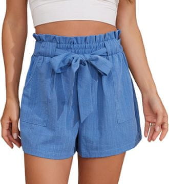 Nikcorp Ženske kratke hlače Casual Wide Leg širokih nogavica s elastičnim pasom Plava XL 100% poliester mekana prozračna tkanina bočni džepovi za svakodnevno nošenje, plažu i trening
