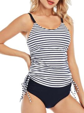 Nikcorp Tankini kupaći kostim dvodijelni za žene s efektom oblikovanja, brzosušeći, bijeli, XL, 82% poliamid 18% elastan, uklonjivi oblikovani umetci u grudnjaku, podesive naramenice, scoop neck