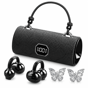 VYZIO® Bluetooth 6.0 bežične slušalice s kopčom, LED zaslonom i elegantnim dizajnom inspiriranim kožom | CLIPTUNE