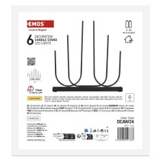 EMOS LED svijećnjak metalni crni, 40 cm, 2x AA, unutarnji, toplo bijela