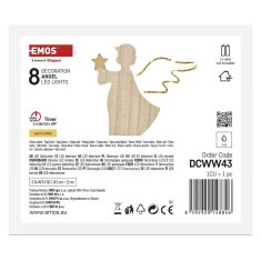 EMOS LED drvena dekoracija, anđeo, 13 cm, 2x AAA, unutarnja