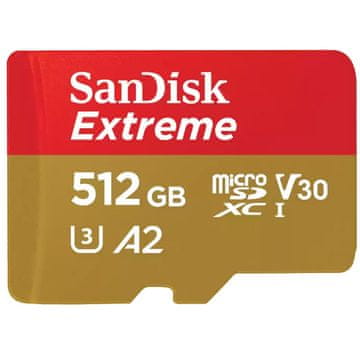SANDISK Extreme microSDXC 512GB Class 10 UHS-I U3 V30 A2 4K UHD SD adapter SDSQXAV-512G-GN6MA memorijska kartica